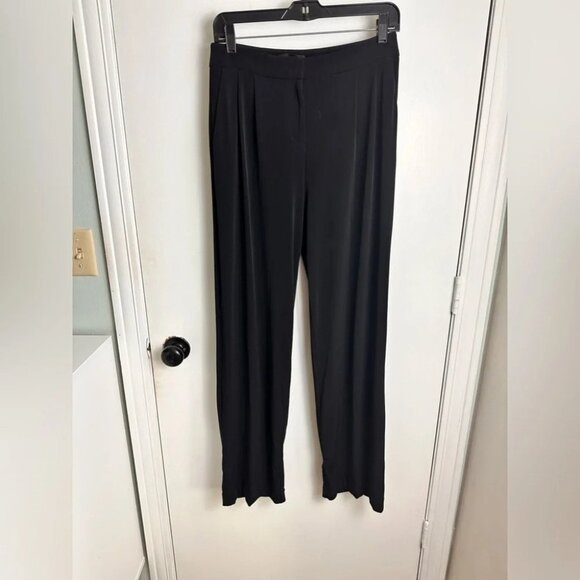 Express Women Stretchy Black Wide Leg Pocket Mid Rise Pants size 0 Regular #0644 - Picture 1 of 10